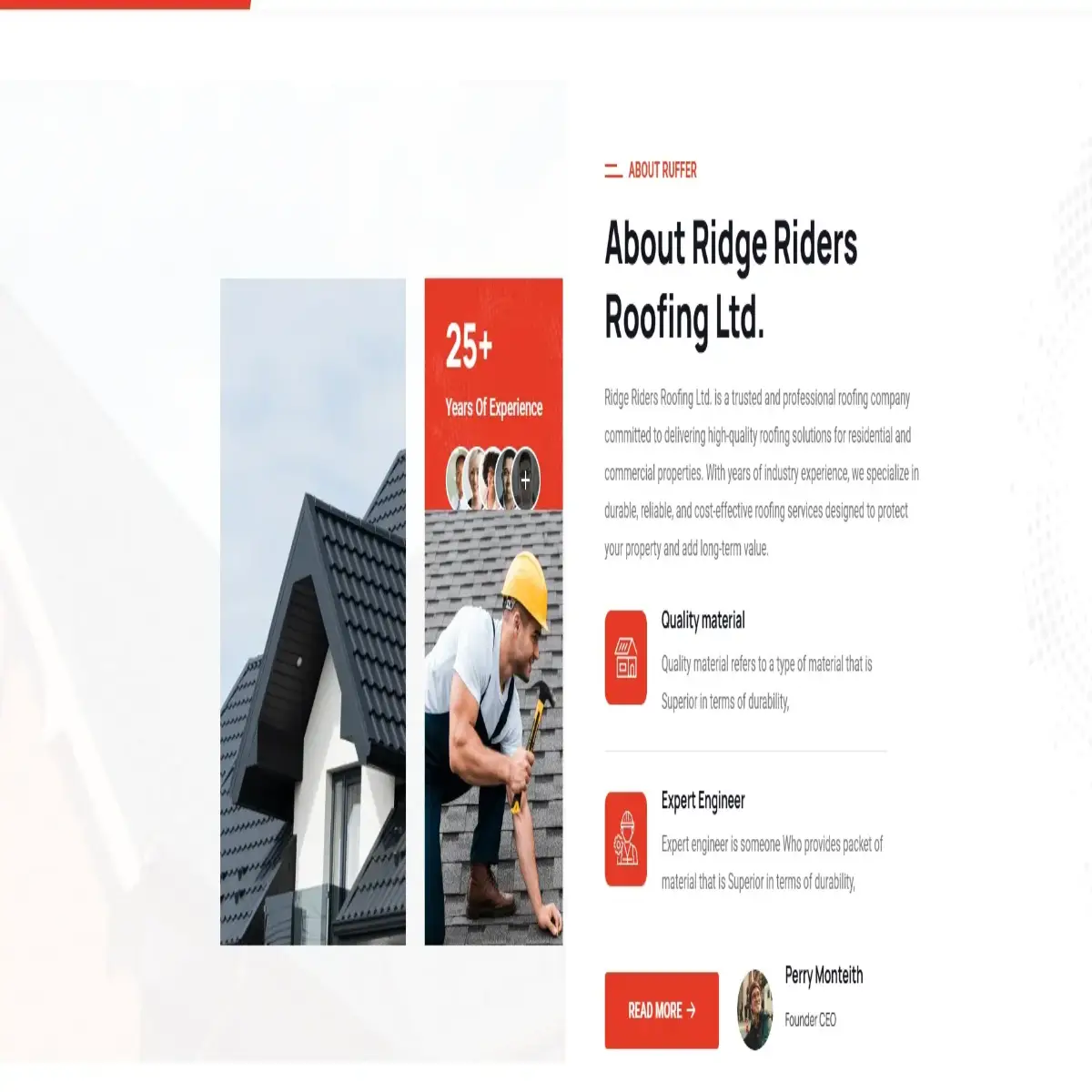 Ridge Riders Roofing website design and development