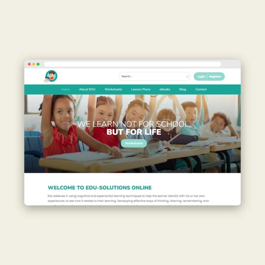 Edu Solutions website, homepage