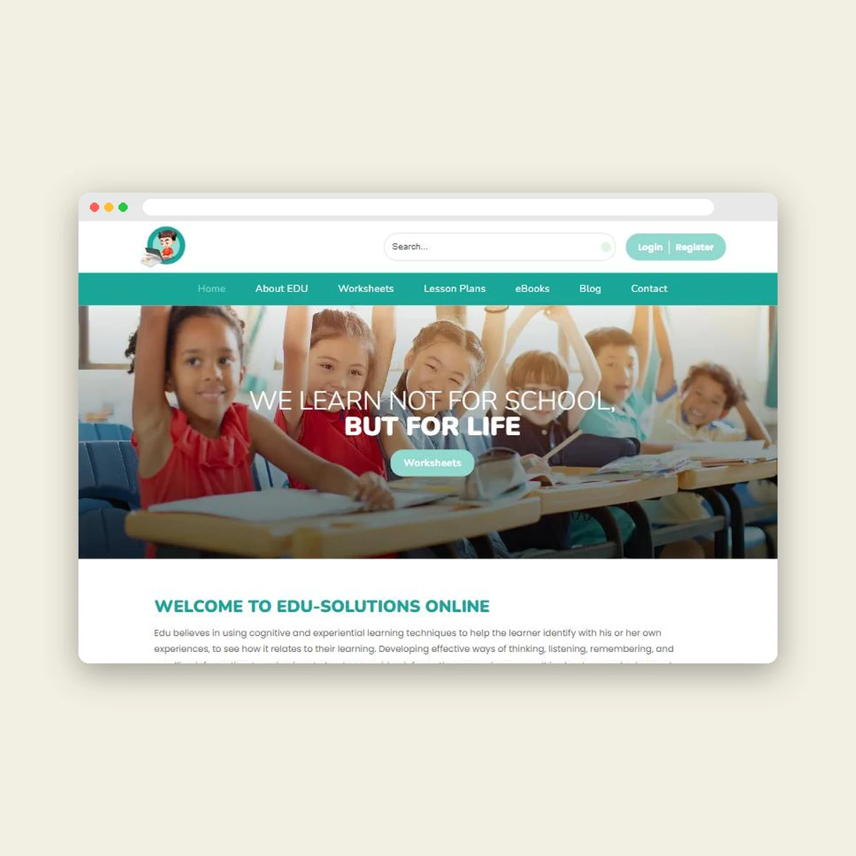 Edu Solutions website, homepage